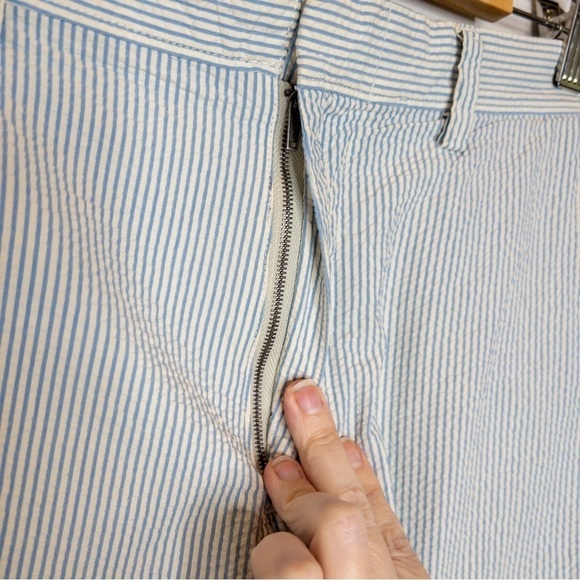 J Crew Club Mens Blue White Stripe Seersucker Shorts Size 34 Nautical Preppy - Picture 7 of 14